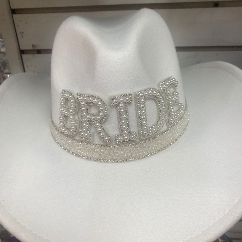 Felt White “Bride” hat